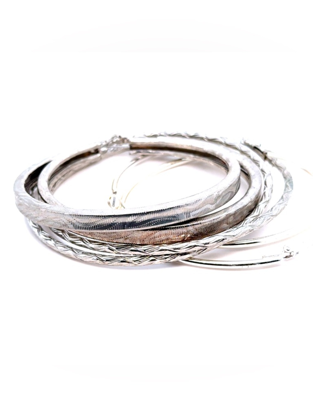 Silver Tone‎ Multi-Textured Hoops (3 Set)